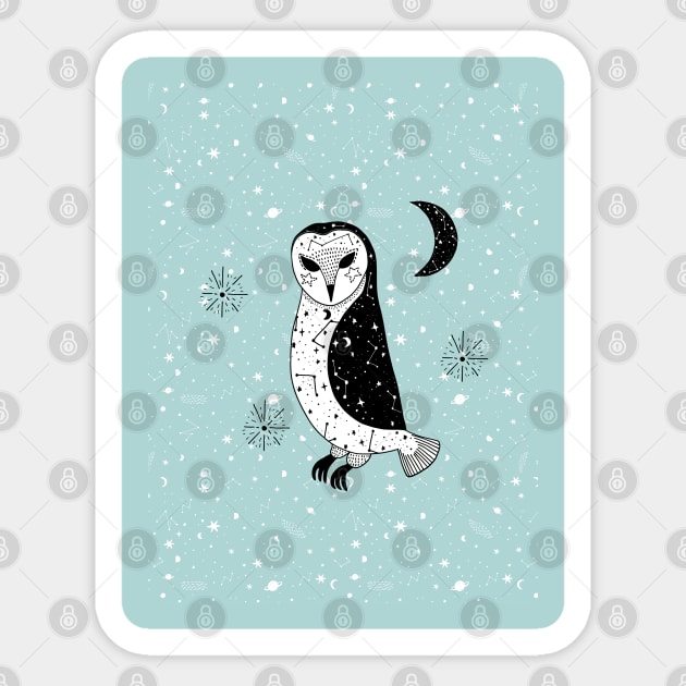 Cosmic Owl Print Sticker by Amanda Jane